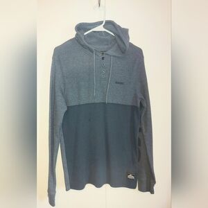 West 49 Mens Small Thermal Waffle Knit Long sleeve hoodie Blue Skater Streetwear
